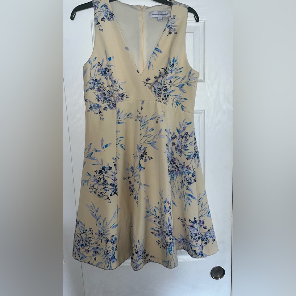 Emma & Michele Yellow/Blue Dress, Size Medium